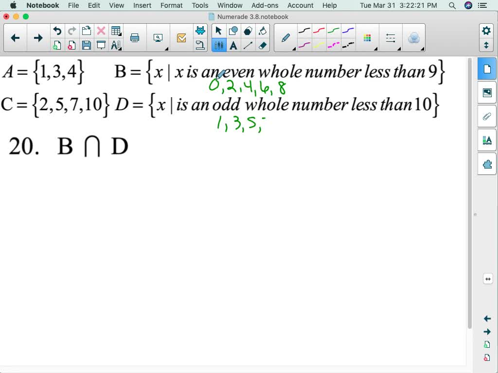 Solved Find The Union Intersection And Difference D Aˆ D µ Of The Following Pairs Of Sets A D The Set Of Positive Odd Integers Less Than 15 D µ