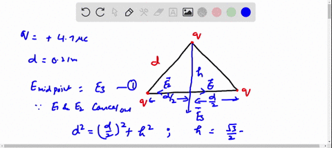 a-point-charge-q47-mu-c-is-placed-at-each-corner-of-an-equilateral-triangle-with-sides-021-mathrmm-i