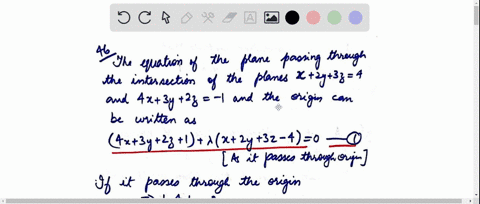 the-equation-of-the-plane-passing-through-the-intersection-of-the-planes-x2-y3-z4-and-4-x3-y2-z-1-an