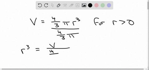 4/3 Pi R3 SOLVED:Solve. V=(4)/(3) πr^3, for π