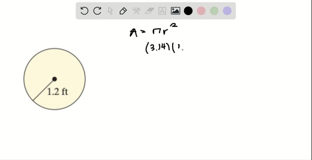 SOLVED:Determine the area of the circle, using 3.14 for π. Round to the ...