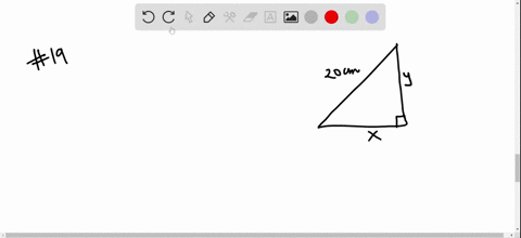 the-hypotenuse-of-a-right-triangle-is-20-mathrmcm-express-the-area-of-the-triangle-as-a-function-of