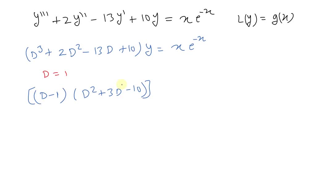 SOLVED:Write the given differential equation in the form L(y)=g(x ...