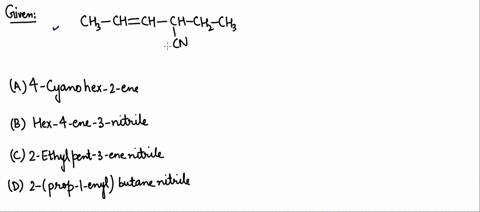 what-is-the-correct-iupac-name-of-the-following-smilescccccnccsmiles-a-4-cyano-hex-2-ene-b-hex-4-ene