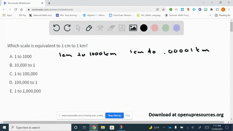 which-scale-is-equivalent-to-1-mathrmcm-to-1-mathrmkm-a-1-to-1000-b-10000-to-1-c-1-to-100000-d-10000