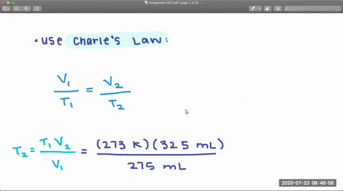 a-sample-of-nitrogen-has-a-volume-of-275-mathrmml-at-273-mathrmk-the-sample-is-heated-and-the-volume