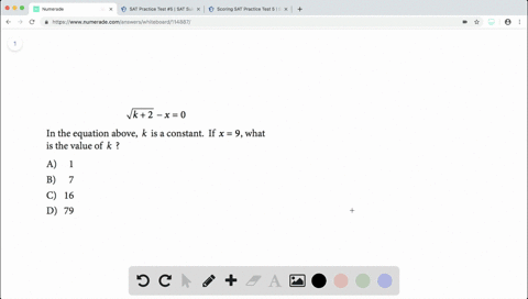 sqrtk2-x0-in-the-equation-above-k-is-a-constant-if-x9-what-is-the-value-of-k-beginequation-beginarra