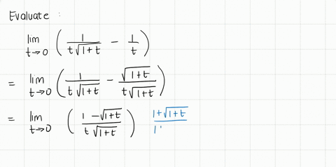 evaluate-the-limit-if-it-exists-displaystyle-lim_t-to-0left-frac1t-sqrt1-t-frac1t-right