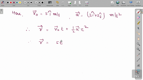 a-particle-starts-from-origin-at-t0-with-a-velocity-5-hati-mathrmm-mathrms-1-and-moves-in-x-y-plane-