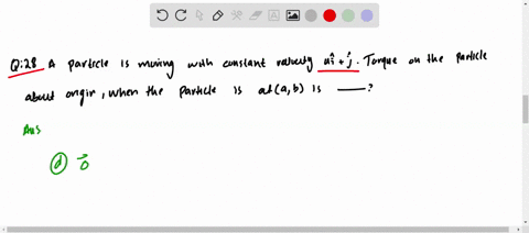 a-particle-is-moving-with-constant-velocity-u-hatihatj-torquc-on-the-partiele-about-origin-when-the-