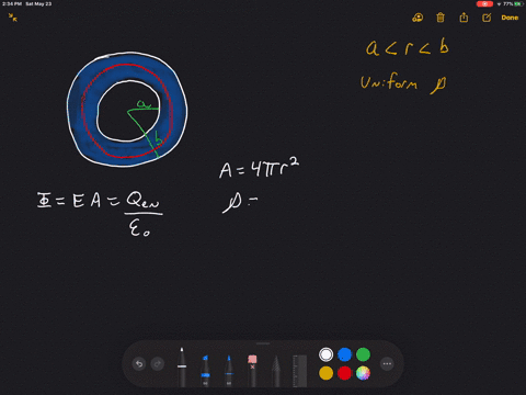 a-thick-spherical-shell-of-inner-radius-a-and-outer-radius-b-carries-a-uniform-volume-charge-densi-2