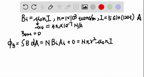 a-coil-of-15-turns-and-radius-100-mathrmcm-surrounds-a-long-solenoid-of-radius-200-mathrmcm-and-100