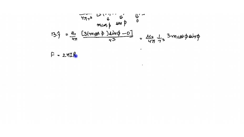 Find the force of attraction between two magnetic dipoles, m1 and m2 ...