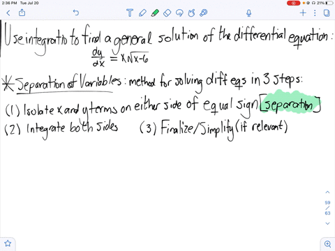 use-integration-to-find-a-general-solution-of-the-differential-equation-fracd-yd-xx-sqrtx-6