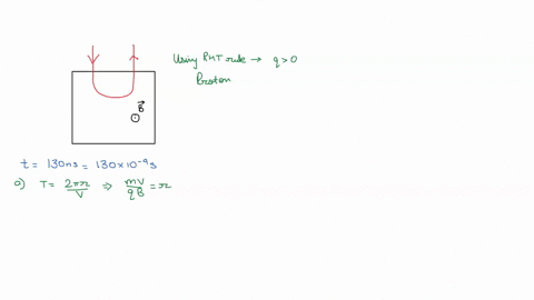 in-fig-28-24-a-charged-particle-moves-into-a-region-of-uniform-magnetic-field-vecb-goes-through-half