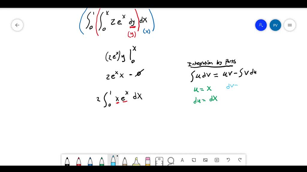 SOLVED:Evaluate the integrals. \int_{x}^{1} \int_{y=x}^{e^{1}} y d y d x