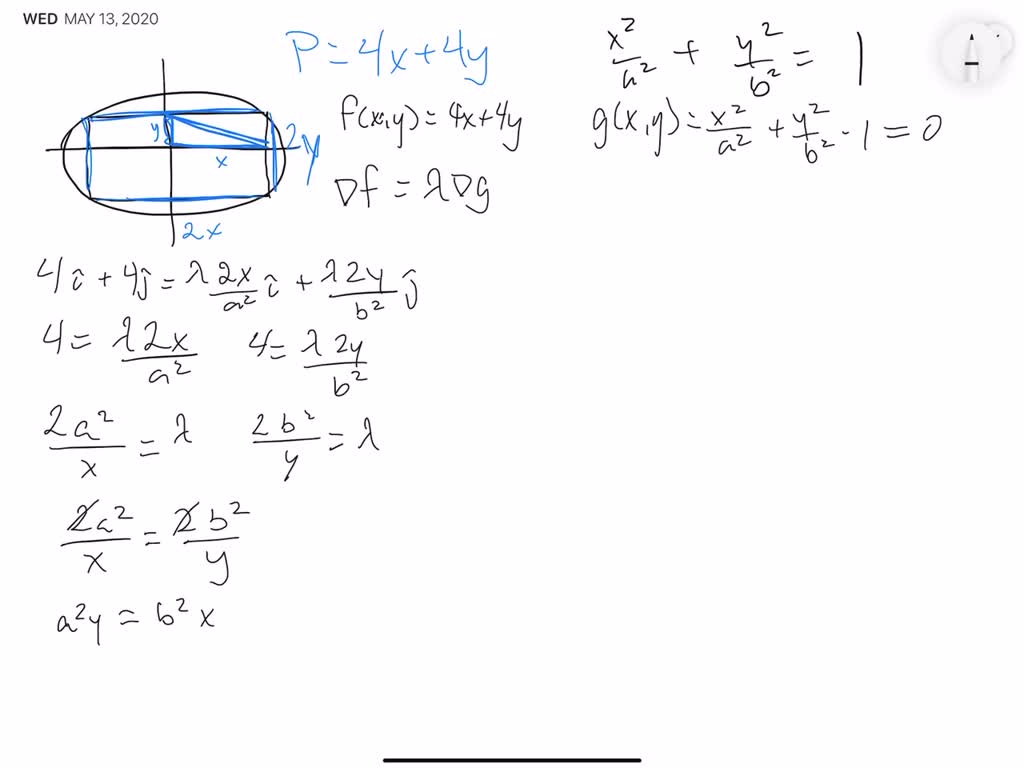 SOLVEDRectangle of longest perimeter in an ellipse Find the dimensions