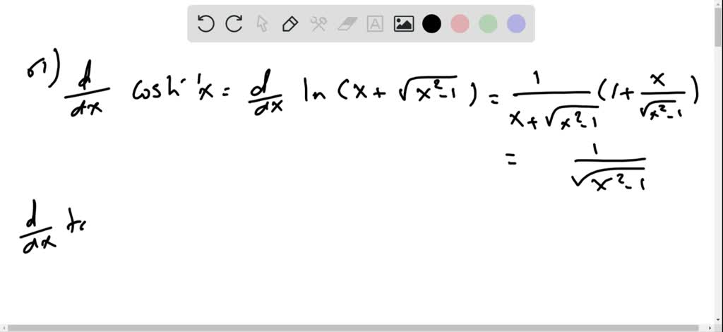 SOLVED:Use Exercise 60 to obtain the derivative formulas for \cosh ^{-1 ...