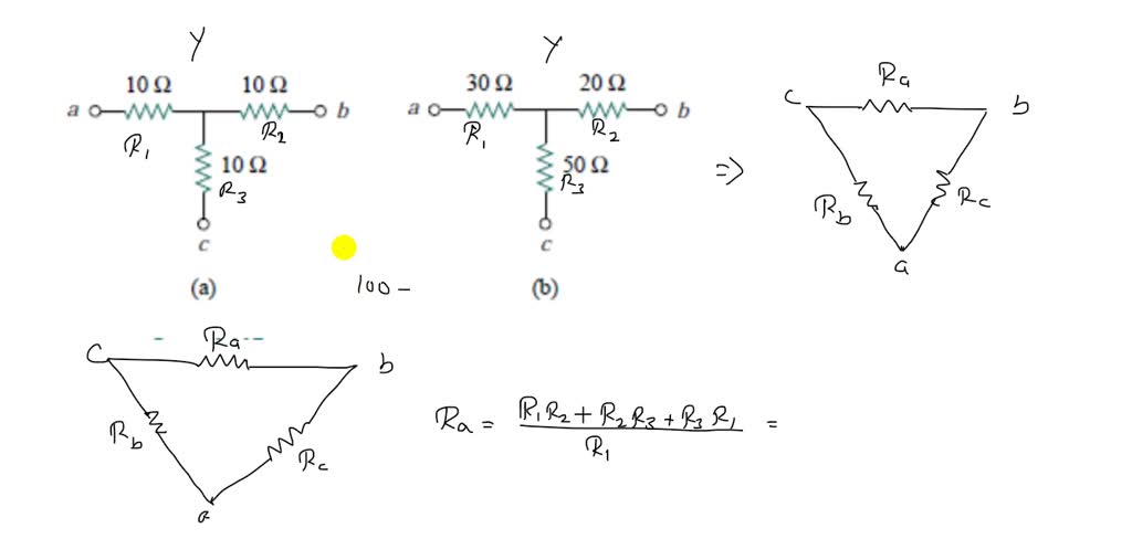 Convert the circuits in Fig. 2.107 from Y to Δ. | Numerade