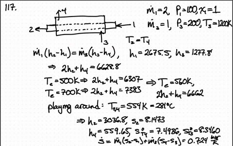 a-coflowing-heat-exchanger-has-one-line-with-2-mathrmkg-mathrms-saturated-water-vapor-at-100-mathrmk
