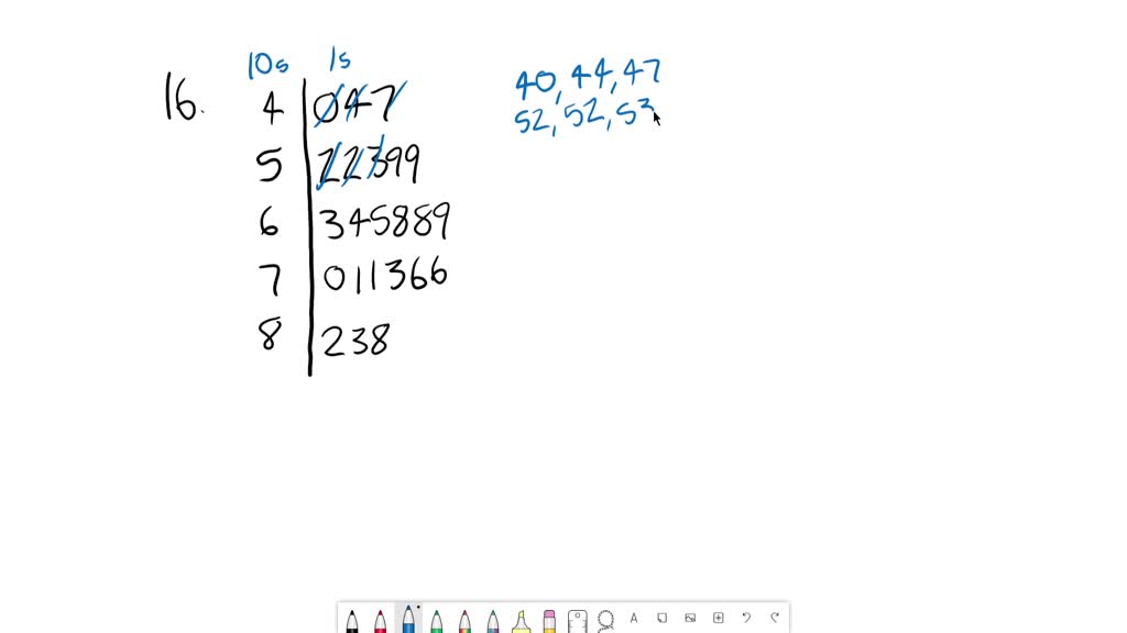 SOLVED:Determine the original set of data. The stem represents the tens ...