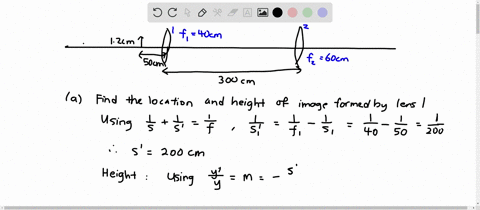 combination-of-lenses-i-a-120-cm-tall-object-is-500-mathrmcm-to-the-left-of-a-converging-lens-of-foc