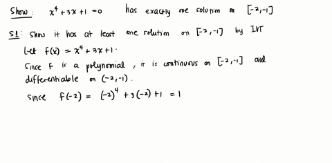 show-that-the-equation-has-exactly-one-solution-in-the-given-interval-x43-x10-quad-2-leq-x-leq-1