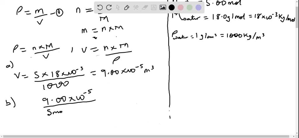 SOLVED:Consider 5.00 mol of liquid water. (a) What volume is occupied