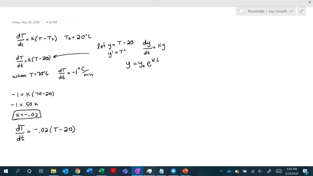 SOLVED A freshly brewed cup of coffee has temperature 95°C in a 20°C