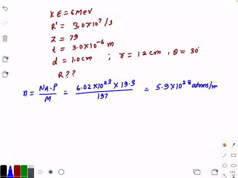 alpha-particles-of-kinetic-energy-60-mathrmmev-are-incident-at-a-rate-of-30-times-107-per-second-on