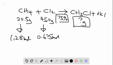 when-205-g-of-methane-and-450-g-of-chlorine-gas-undergo-a-reaction-that-has-a-750-yield-what-mass-g-