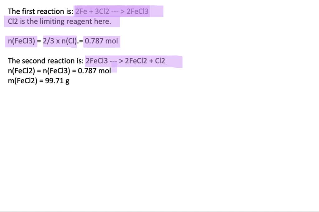 SOLVED Iron reacts rapidly with chlorine gas to form a reddish brown