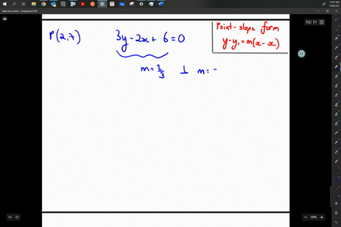 find-an-equation-for-the-line-that-passes-through-the-point-p27-and-is-perpendicular-to-the-line-3-y