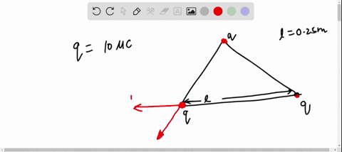 three-identical-charges-of-100-mu-mathrmc-are-placed-at-the-vertices-of-an-equilateral-triangle-that