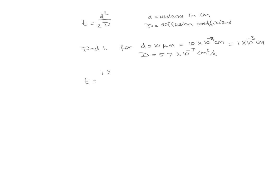 solved-the-average-time-it-takes-for-a-molecule-to-diffuse-a-distance