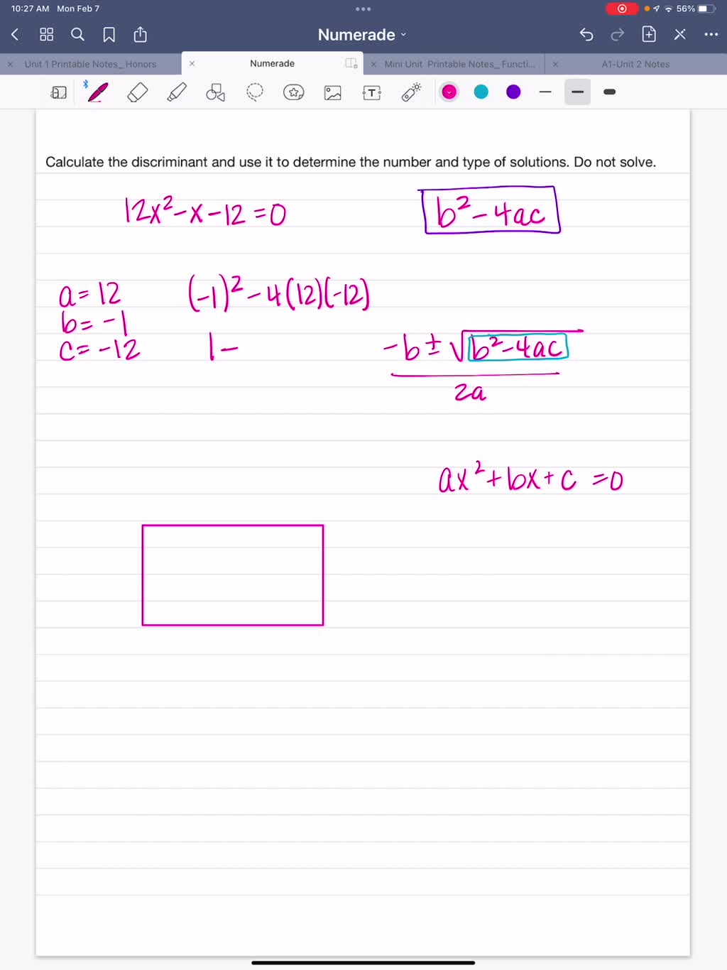 SOLVED:Calculate The Discriminant And Use It To Determine The Number ...