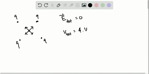find-the-electric-field-and-the-potential-at-the-center-of-a-square-of-side-20-mathrmcm-with-charges