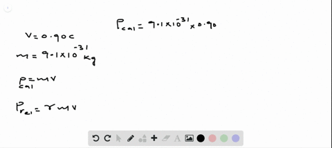 an-electron-is-moving-at-a-speed-of-090c-compare-its-momentum-as-calculated-using-a-non-relativistic