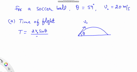 a-soccer-ball-is-kicked-at-an-angle-of-59circ-to-the-horizontal-with-an-initial-speed-of-20-mathrmm-