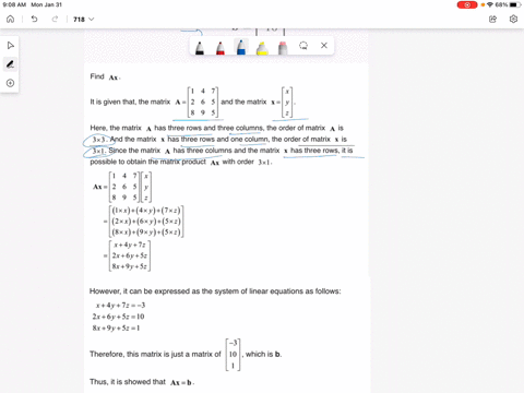 evaluate-the-matrix-product-ax-where-mathbfaleftbeginarraylll-1-4-7-2-6-5-8-9-5-endarrayright-text-a