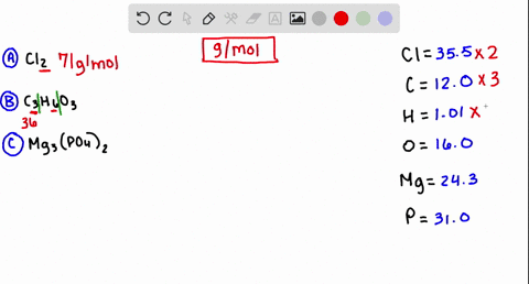 calculate-the-molar-mass-for-each-of-the-following-a-mathrmcl_2-b-mathrmc_3-mathrmh_6-mathrmo_3-c--2