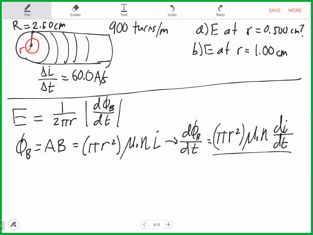 A long, thin solenoid has 750 turns per meter, and its current is ...