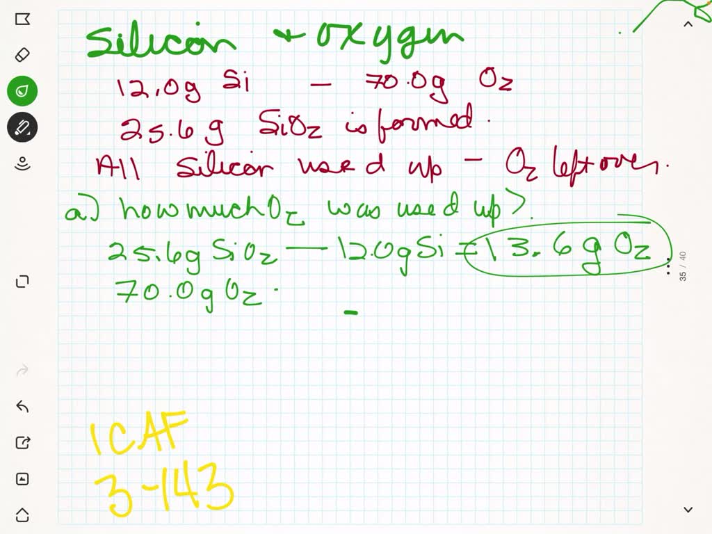 SOLVED:Suppose 12.0 G Of Silicon (Si) Reacts With 70.0 G Of Oxygen (O2 ...