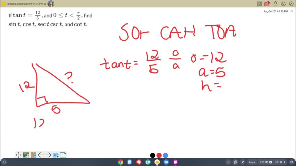 SOLVED: If tant=(12)/(5), and 0 ≤t