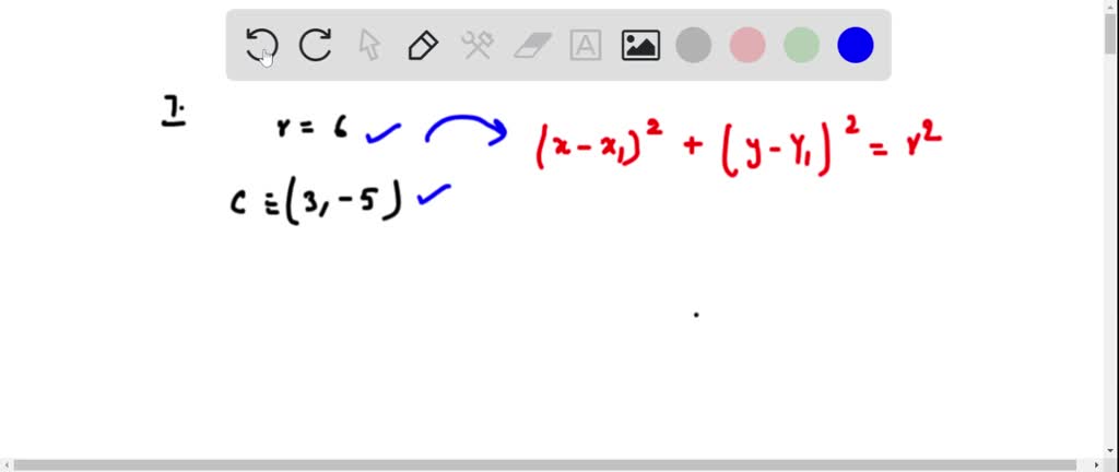 SOLVED:Choose the equation of a circle with radius 6 and center (3, –5 ...