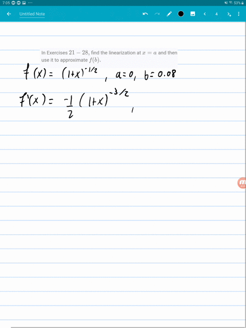 in-exercises-21-28-find-the-linearization-at-xa-and-then-use-it-to-approximate-fb-fx1x-1-2-quad-a0-q