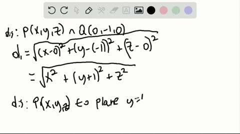 find-the-equation-of-the-quadric-surface-with-points-px-y-z-that-are-equidistant-from-point-q0-10-an