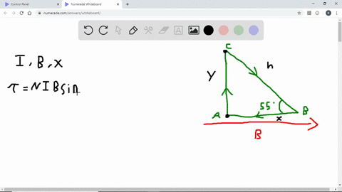 the-coil-of-wire-in-the-drawing-is-a-right-triangle-and-is-free-to-rotate-about-an-axis-that-is-atta