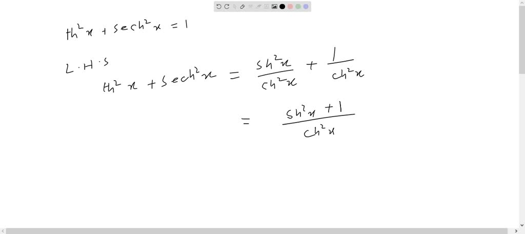 SOLVED:Show that th ^2 x+sech^2 x=1