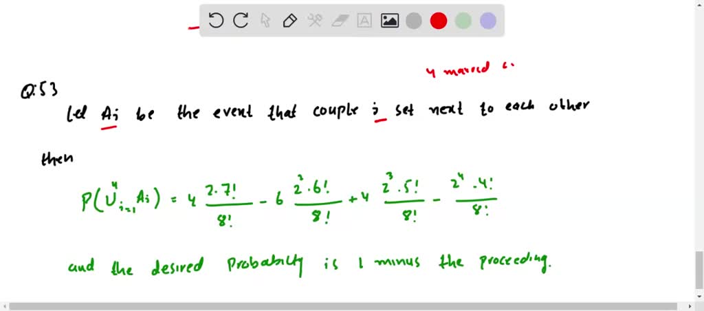 SOLVED: Exercise 1.24. There are n married couples arranged at random ...